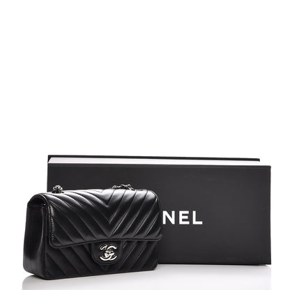 Chanel Lambskin Chevron Quilted Mini Rectangular Flap Black 8 of 8