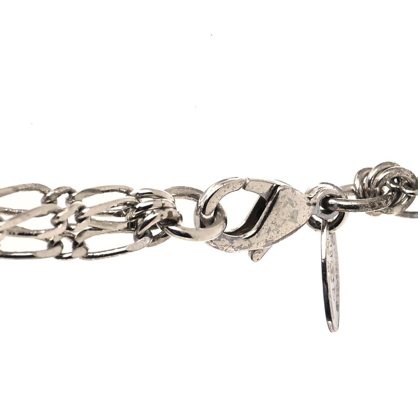 Pearl CC Lucky Charms Long Necklace Silver