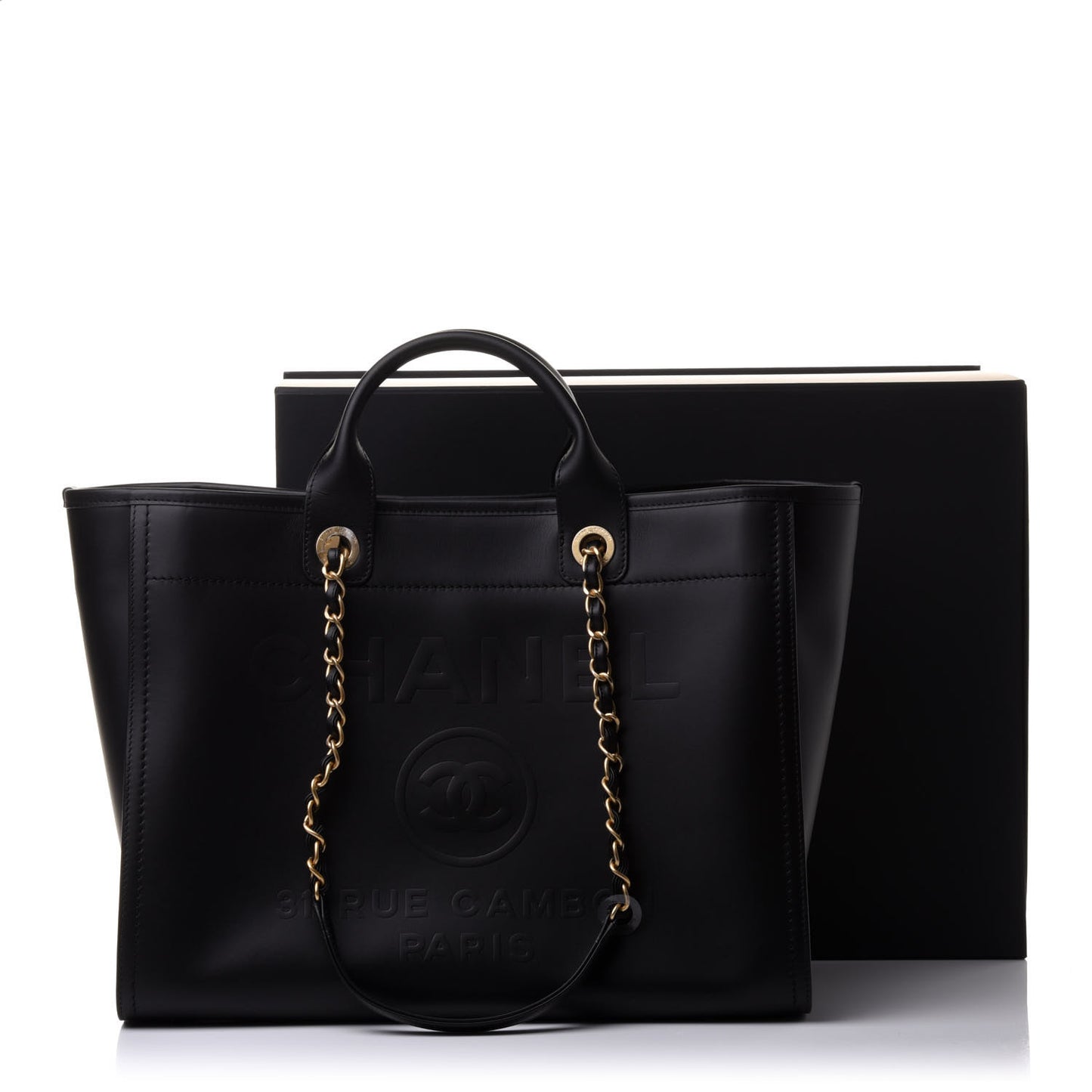 Calfskin Medium Deauville Tote Black