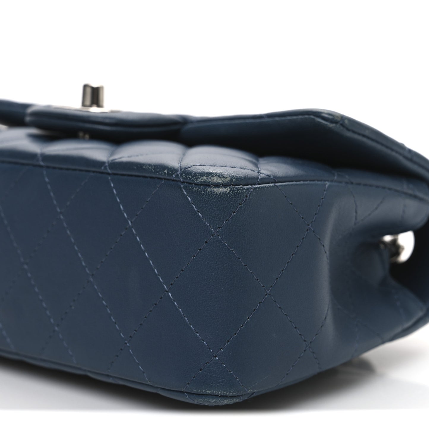 Lambskin Quilted Mini Rectangular Flap Blue