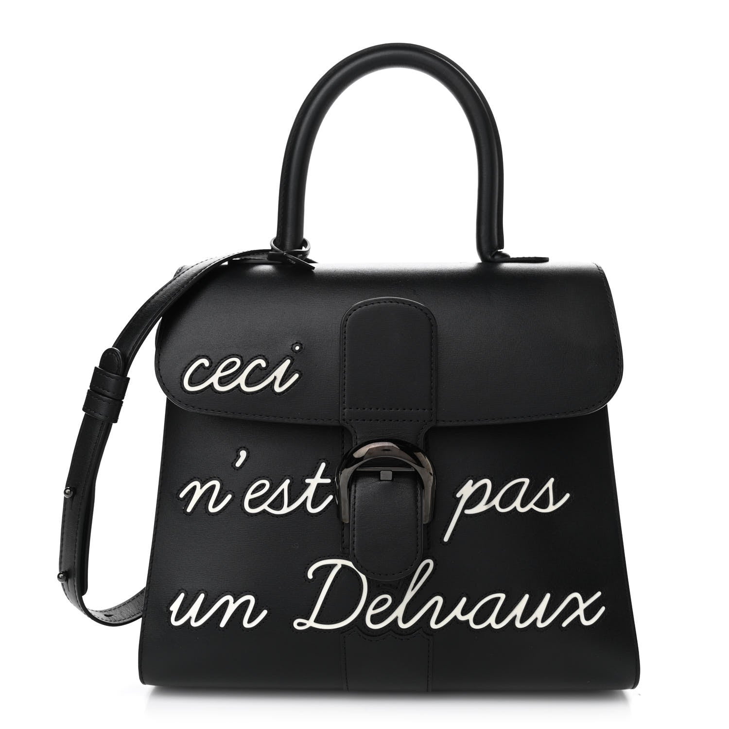Delvaux Calfskin MM L'Humour Brillant Satchel Black 1 of 10