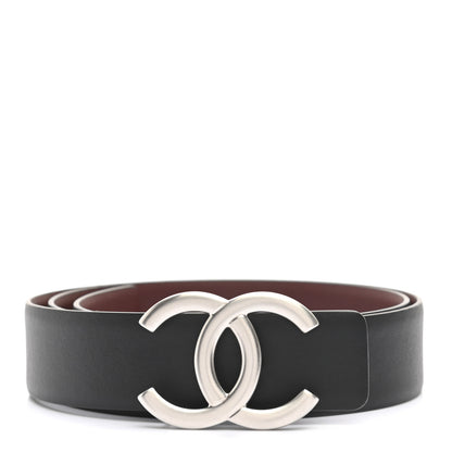 Chanel Calfskin CC Reversible Belt 80 32 Black Burgundy 1 of 6