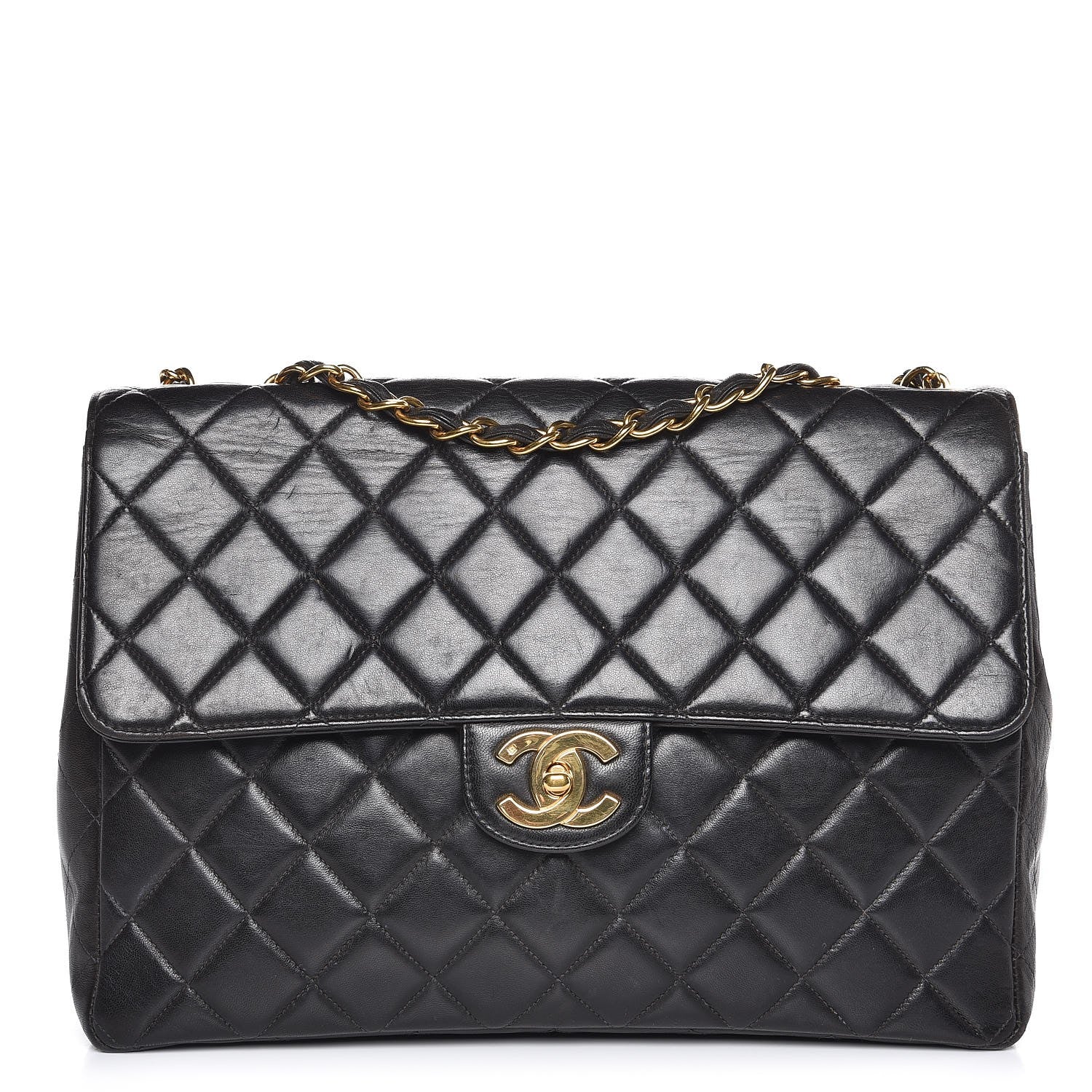 Chanel Lambskin Quilted Jumbo Single Flap Black 1 of 9