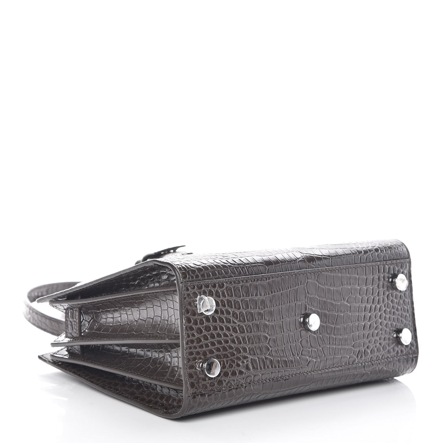 Calfskin Crocodile Embossed Nano Sac De Jour Dark Brown