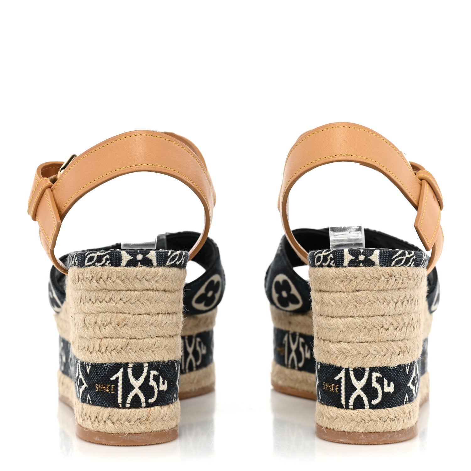 Louis Vuitton Jacquard Calfskin Since 1854 Boundary Wedge Sandals 39 Blue 4 of 11