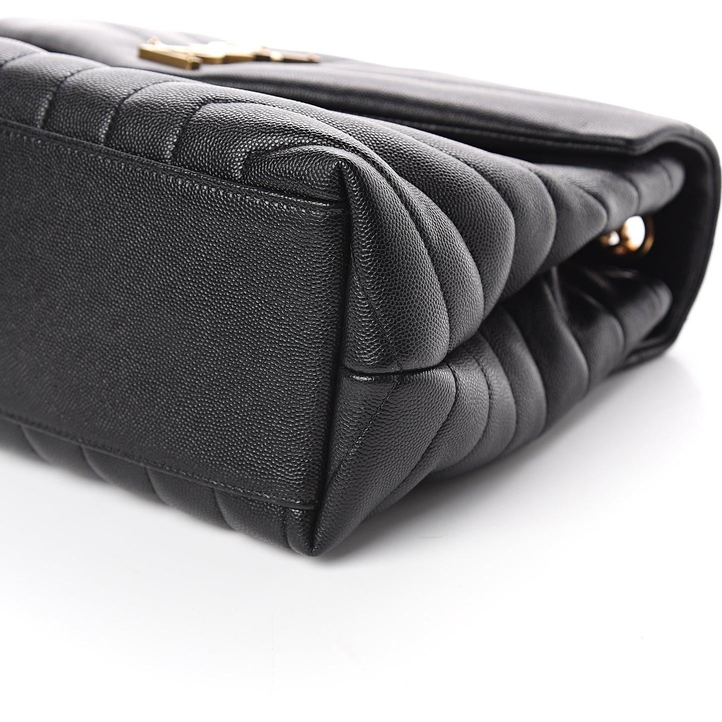 Grain de Poudre Calfskin Y Quilted Monogram Medium Loulou Chain Satchel Black