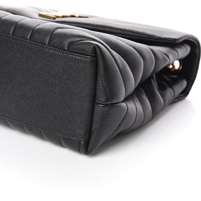 Saint Laurent Grain de Poudre Calfskin Y Quilted Monogram Medium Loulou Chain Satchel Black 8 of 8