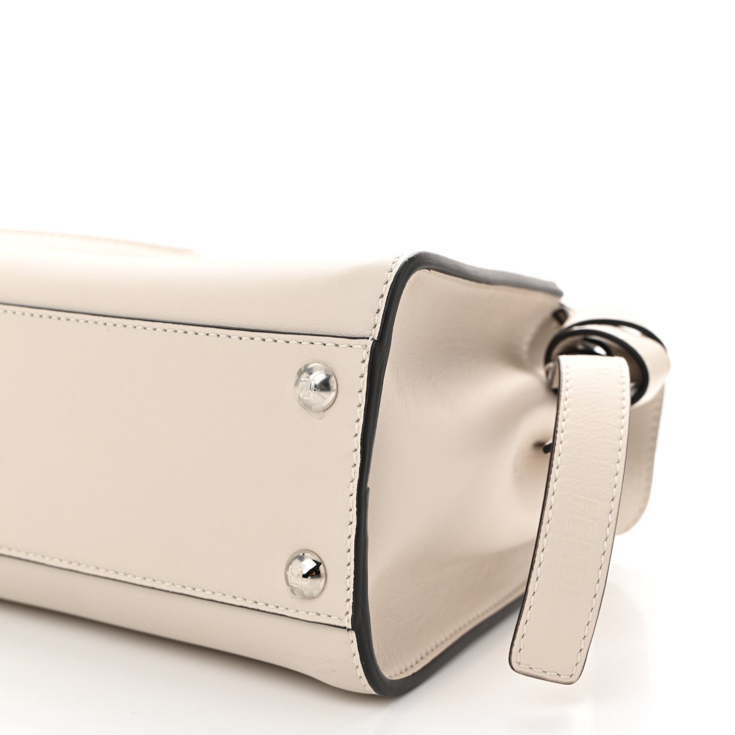 Fendi Vitello Seta Suede FF Mini Peekaboo Iconic Satchel Uovo Sigaro Marrone 10 of 10