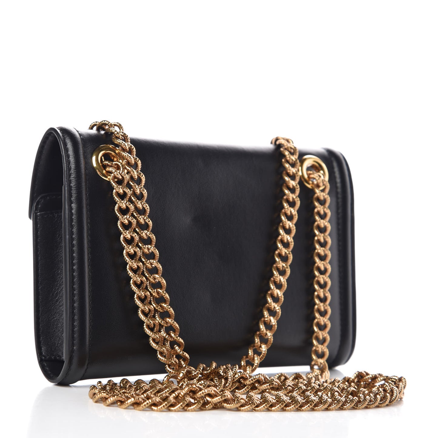 DOLCE & GABBANA Smooth Calfskin Mini Devotion Crossbody Bag Black