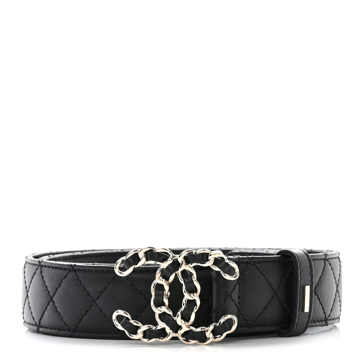Calfskin Quilted CC Chain Belt 80 32 Black