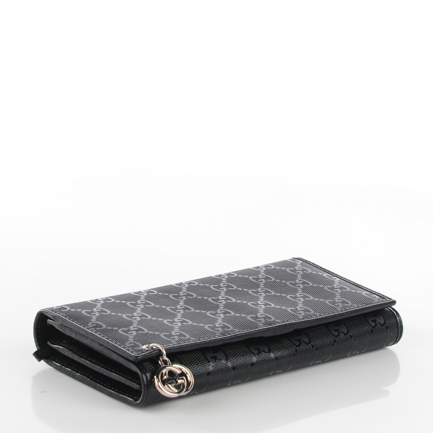 Gucci Imprime Monogram GG Pierce Chain Clutch Wallet Black 4 of 10