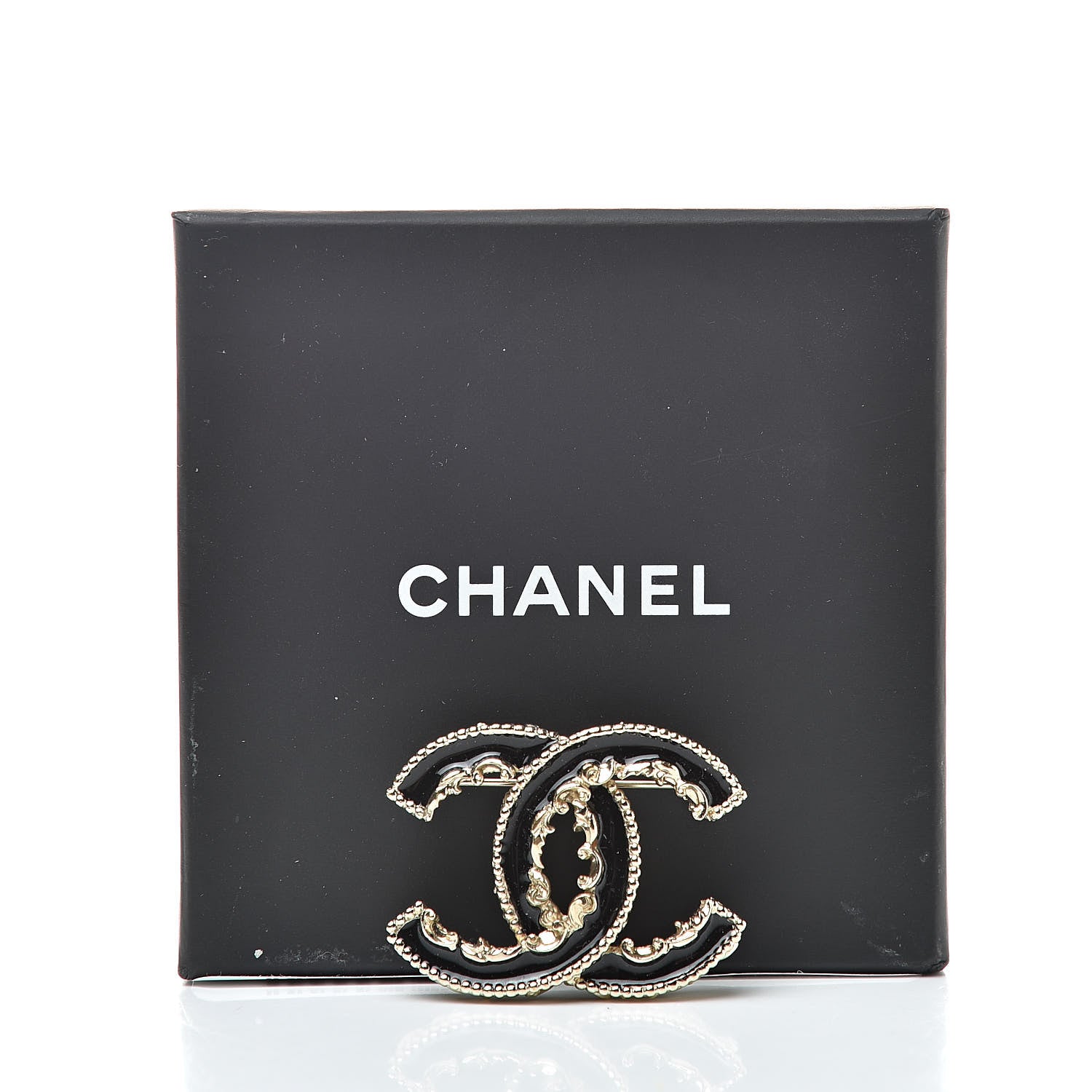 Chanel Enamel CC Baroque Brooch Black Gold 5 of 5