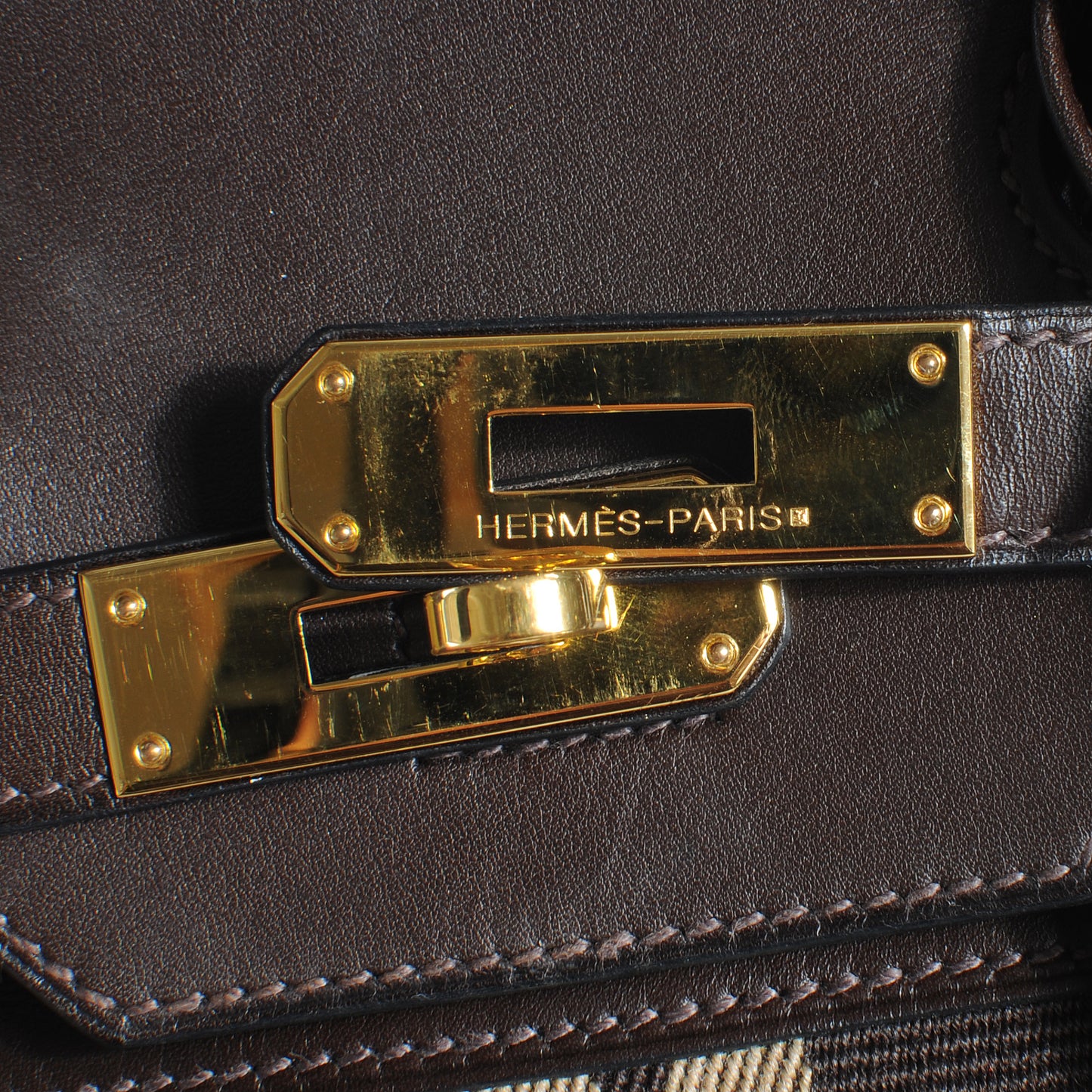 Toile Swift Striped Birkin 30 Chocolate