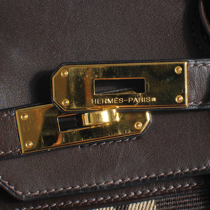 Hermes Toile Swift Striped Birkin 30 Chocolate 5 of 9