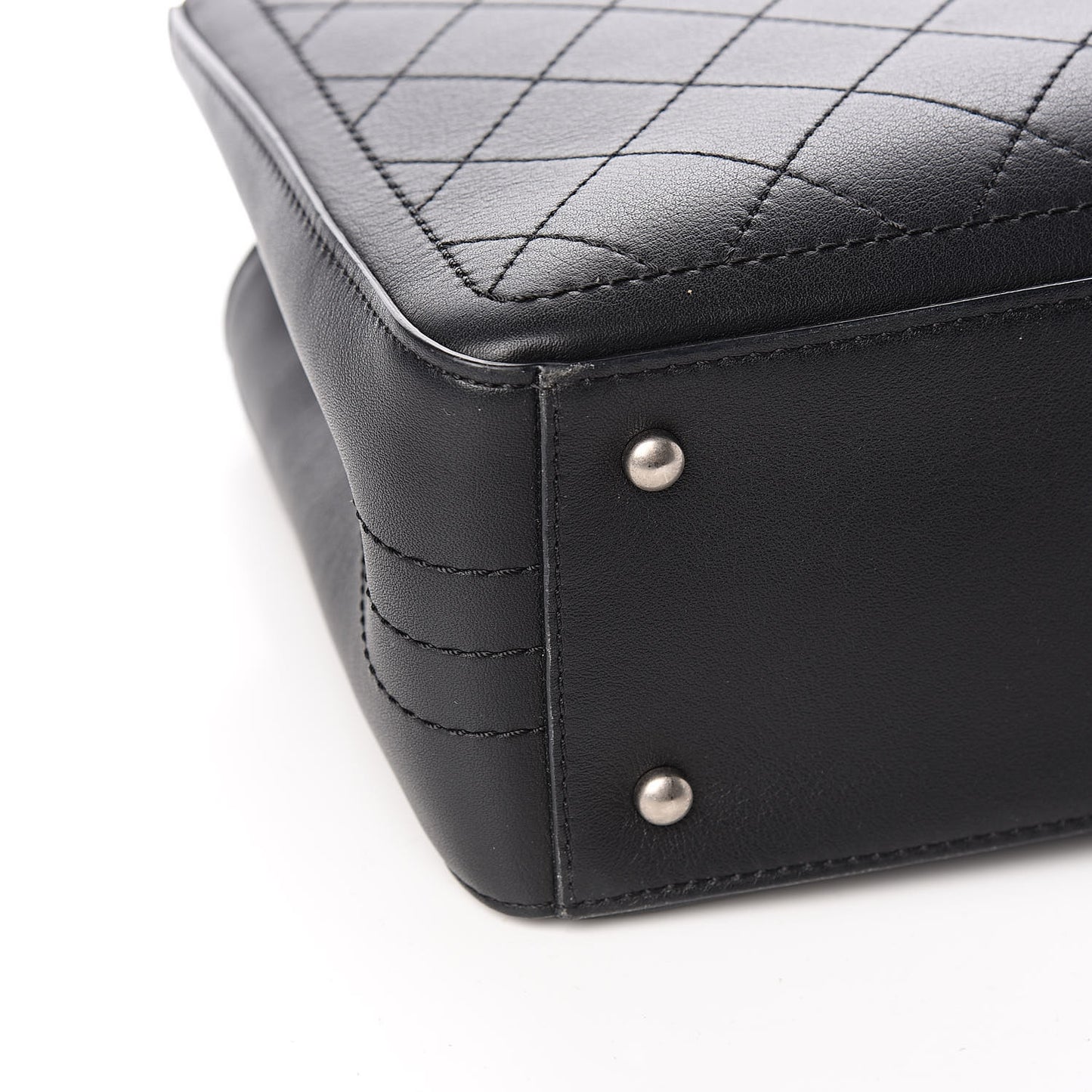 Bullskin Stitched Bi-Color Medium Shopping Tote Black Silver