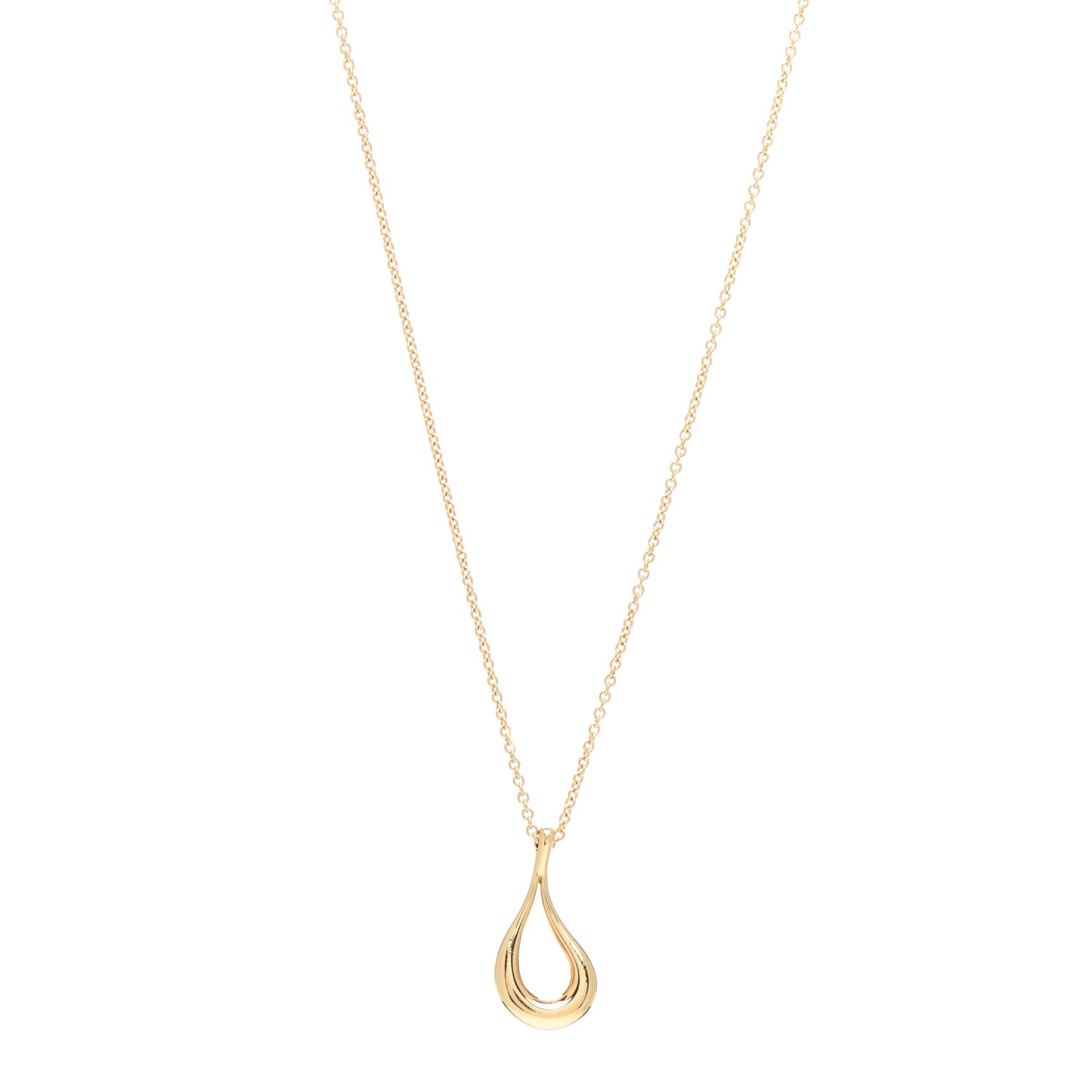 18K Yellow Gold Elsa Peretti Open Tear Drop Pendant Necklace