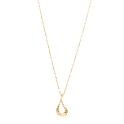 Tiffany 18K Yellow Gold Elsa Peretti Open Tear Drop Pendant Necklace 1 of 4