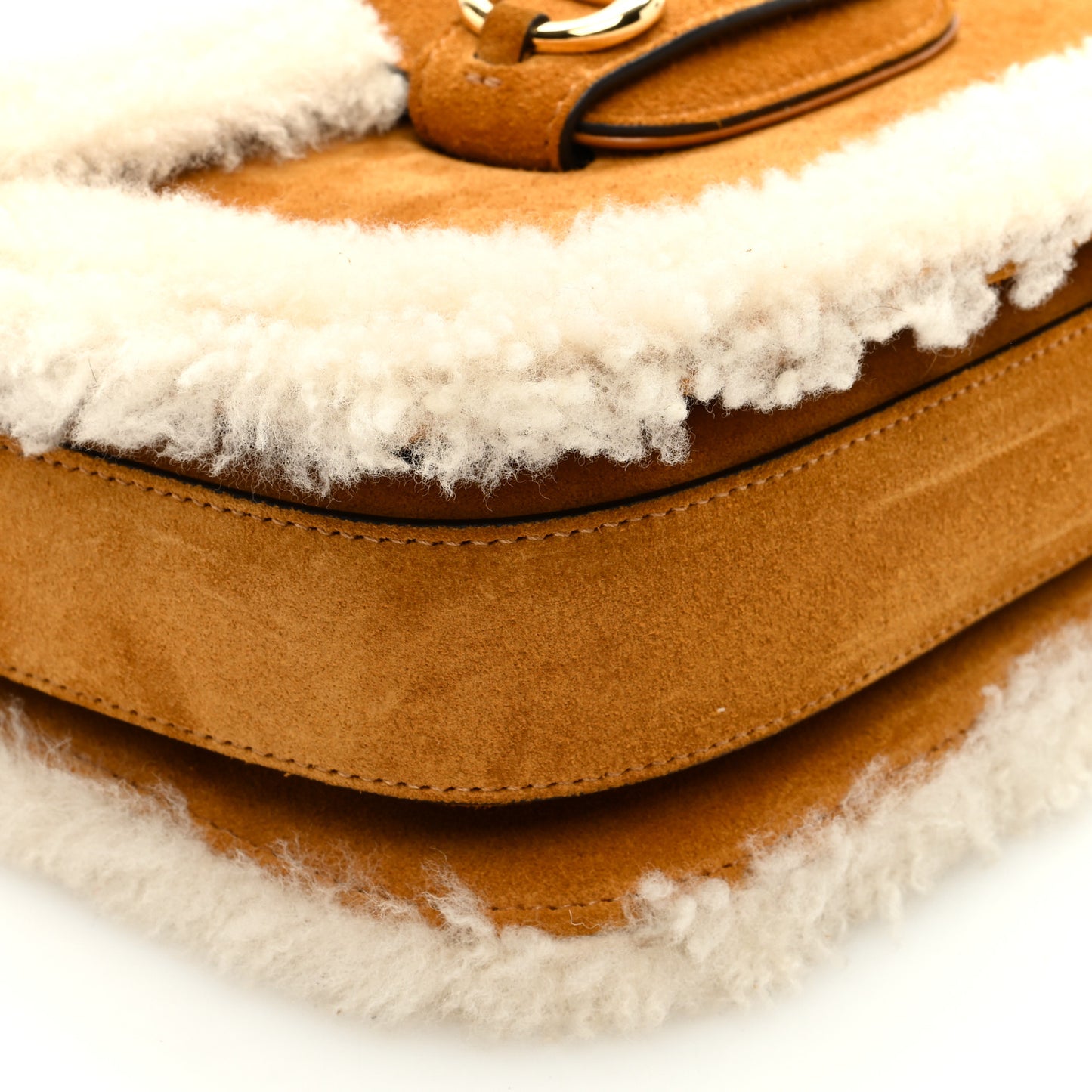 Suede Shearling Horsebit 1955 Shoulder Bag Brown