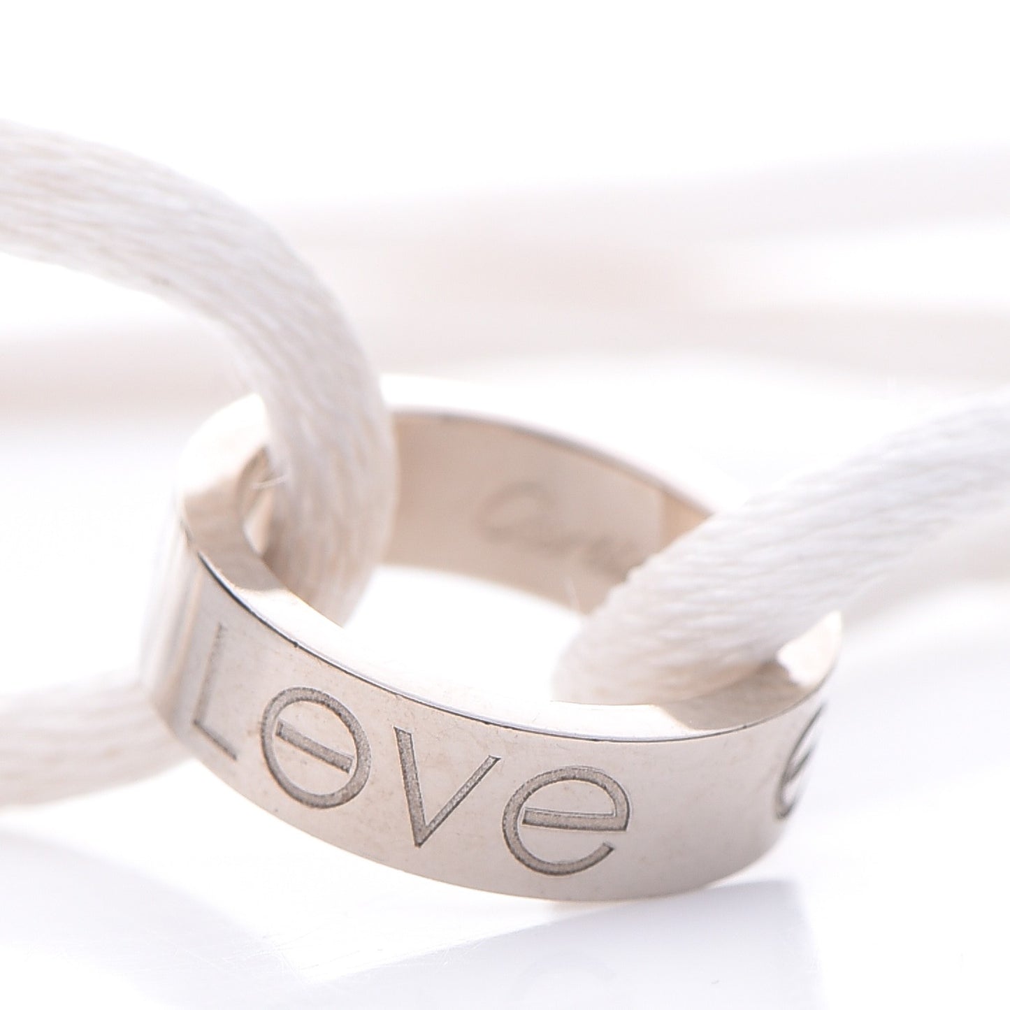 18K White Gold Charity LOVE Adjustable Cord Bracelet White