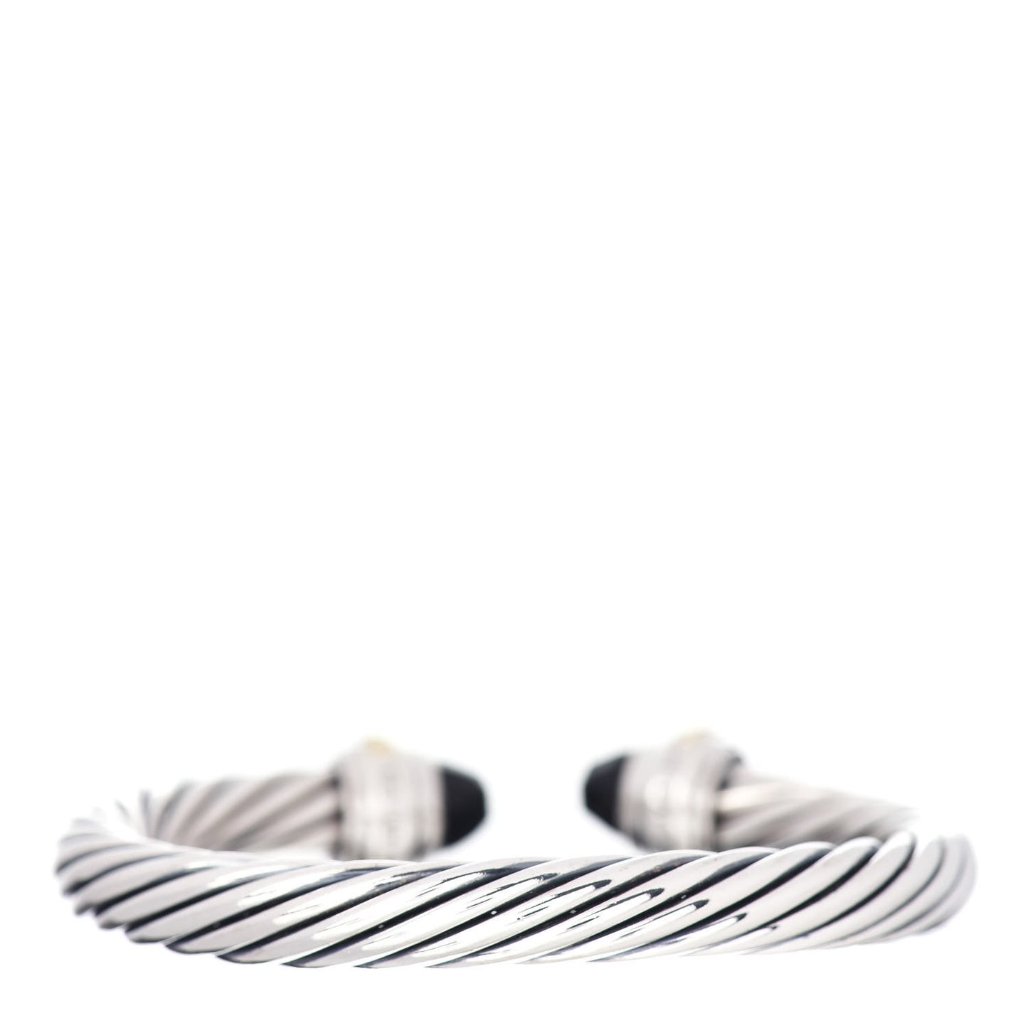 Sterling Silver 14K Yellow Gold Black Onyx 7mm Cable Classics Bracelet
