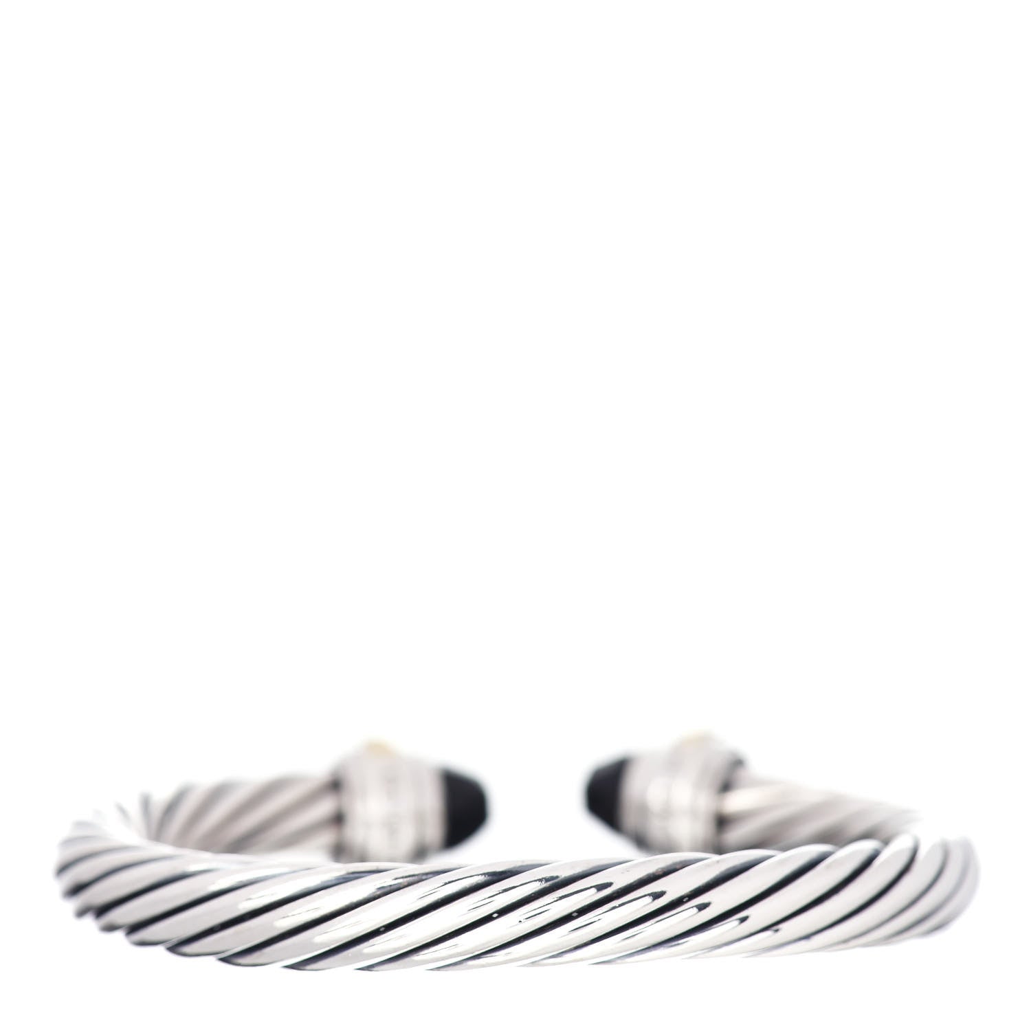 David Yurman Sterling Silver 14K Yellow Gold Black Onyx 7mm Cable Classics Bracelet 3 of 4