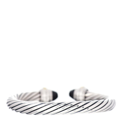 David Yurman Sterling Silver 14K Yellow Gold Black Onyx 7mm Cable Classics Bracelet 3 of 4