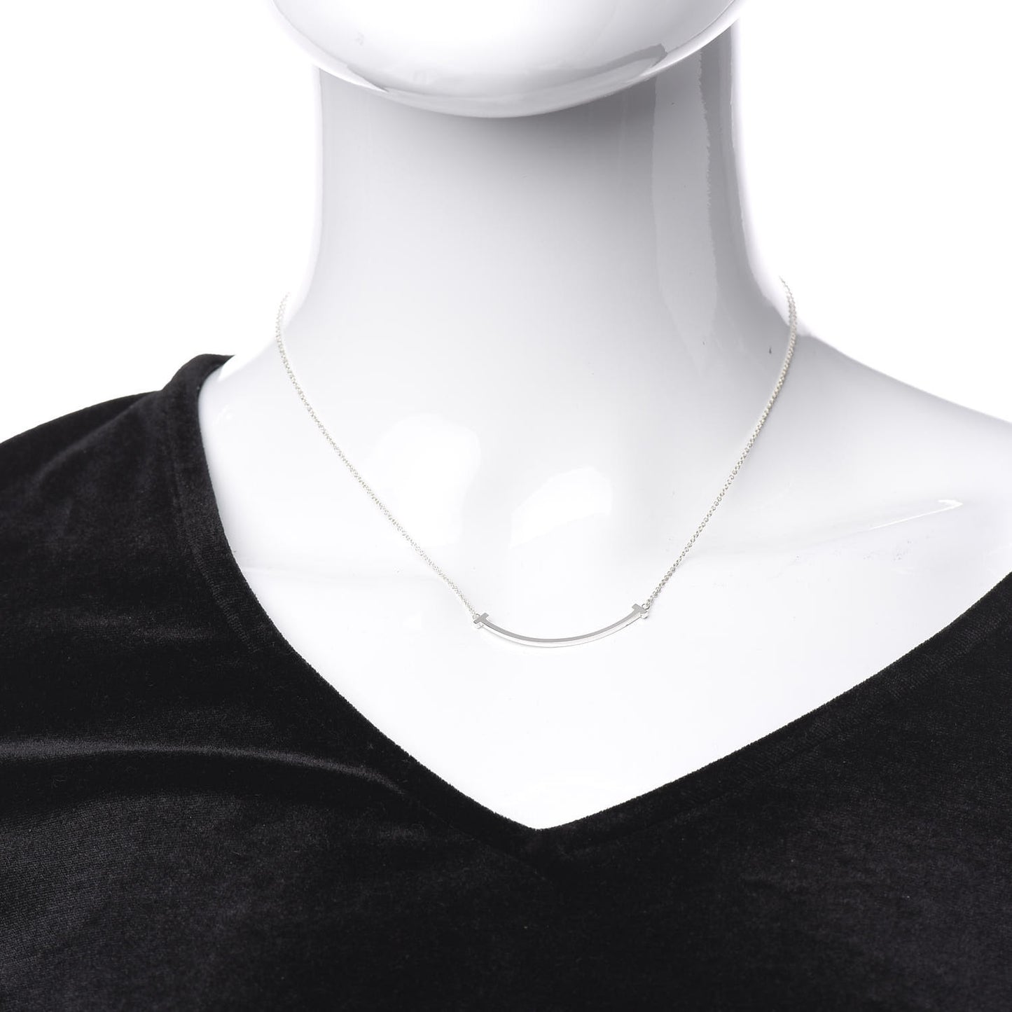 Sterling Silver Small T Smile Pendant Necklace