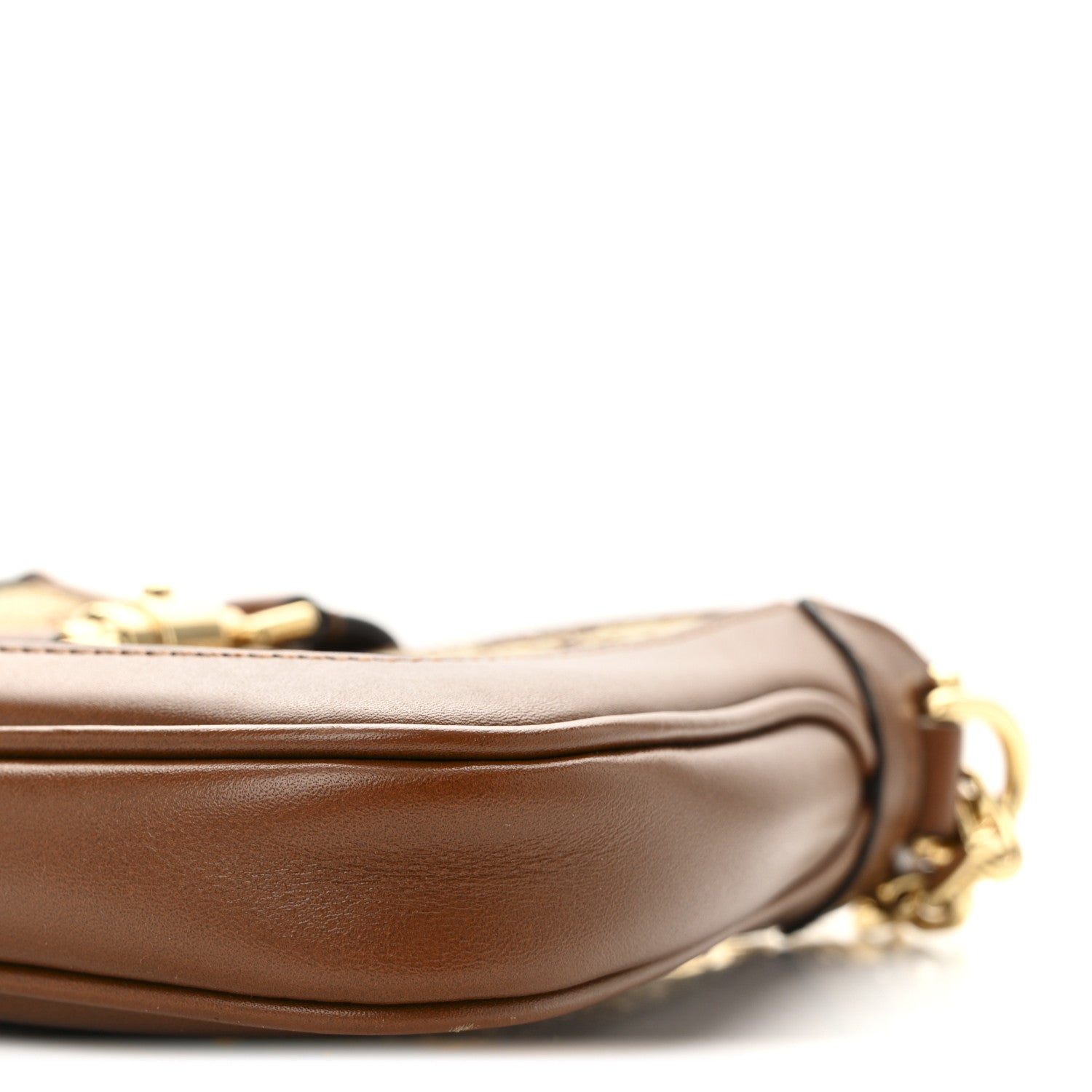 Gucci New Canvas Charisma Calfskin Crystal GG Monogram Mini Jackie 1961 Hobo Camel Ebony 8 of 8
