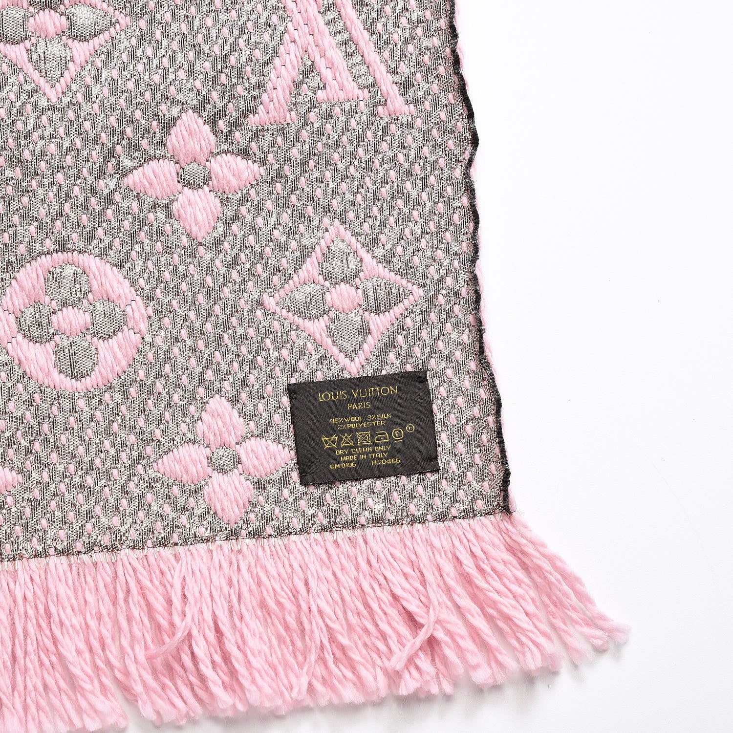 Louis Vuitton Wool Silk Logomania Rainbow Scarf Crystal Pink 4 of 4