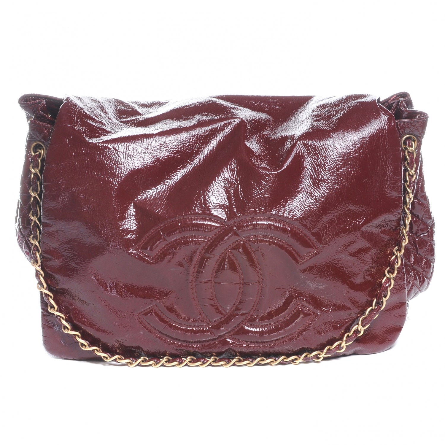 Chanel Vinyl XL Rock and Chain CC Flap Bag Bordeaux 1 of 7