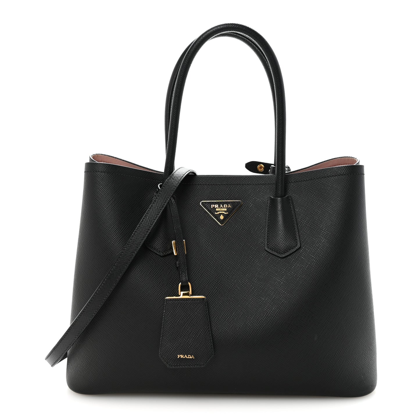 Saffiano Cuir Large Double Bag Black Mughetto