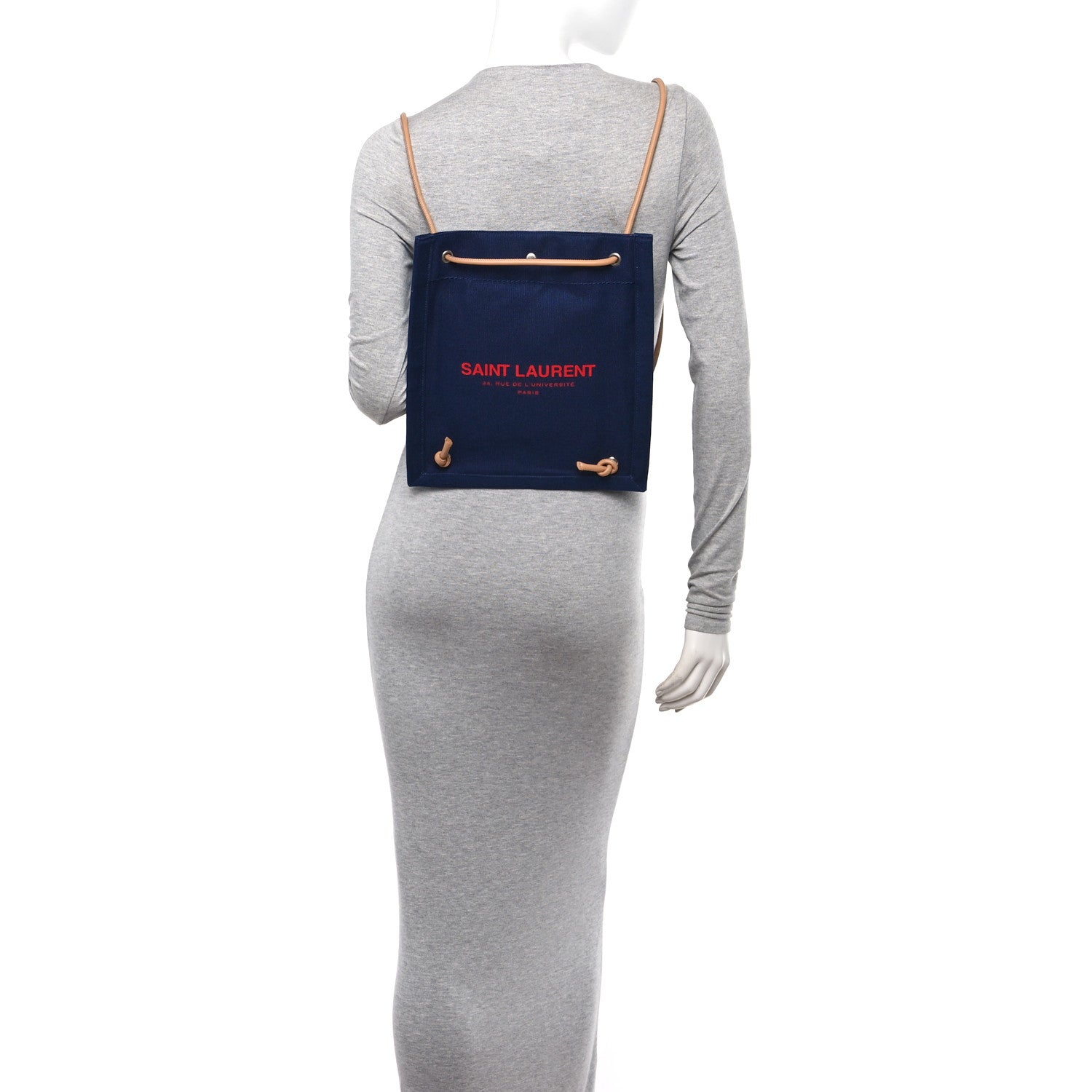 Saint Laurent Linen Calfskin Rive Gauche Backpack Blue Rouge Eros 3 of 10