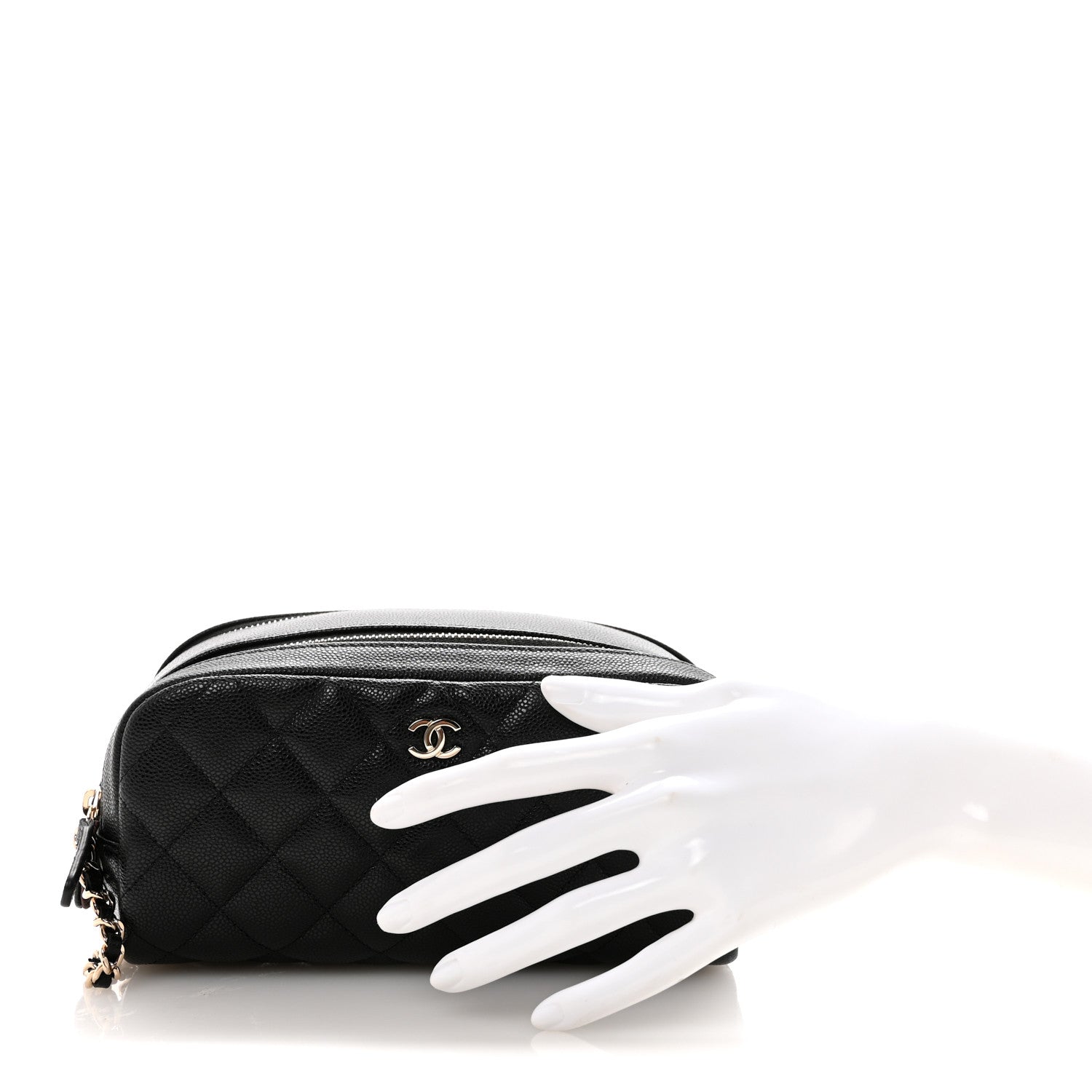 Chanel Caviar Quilted Toiletry Case With Chain Black 2 of 8