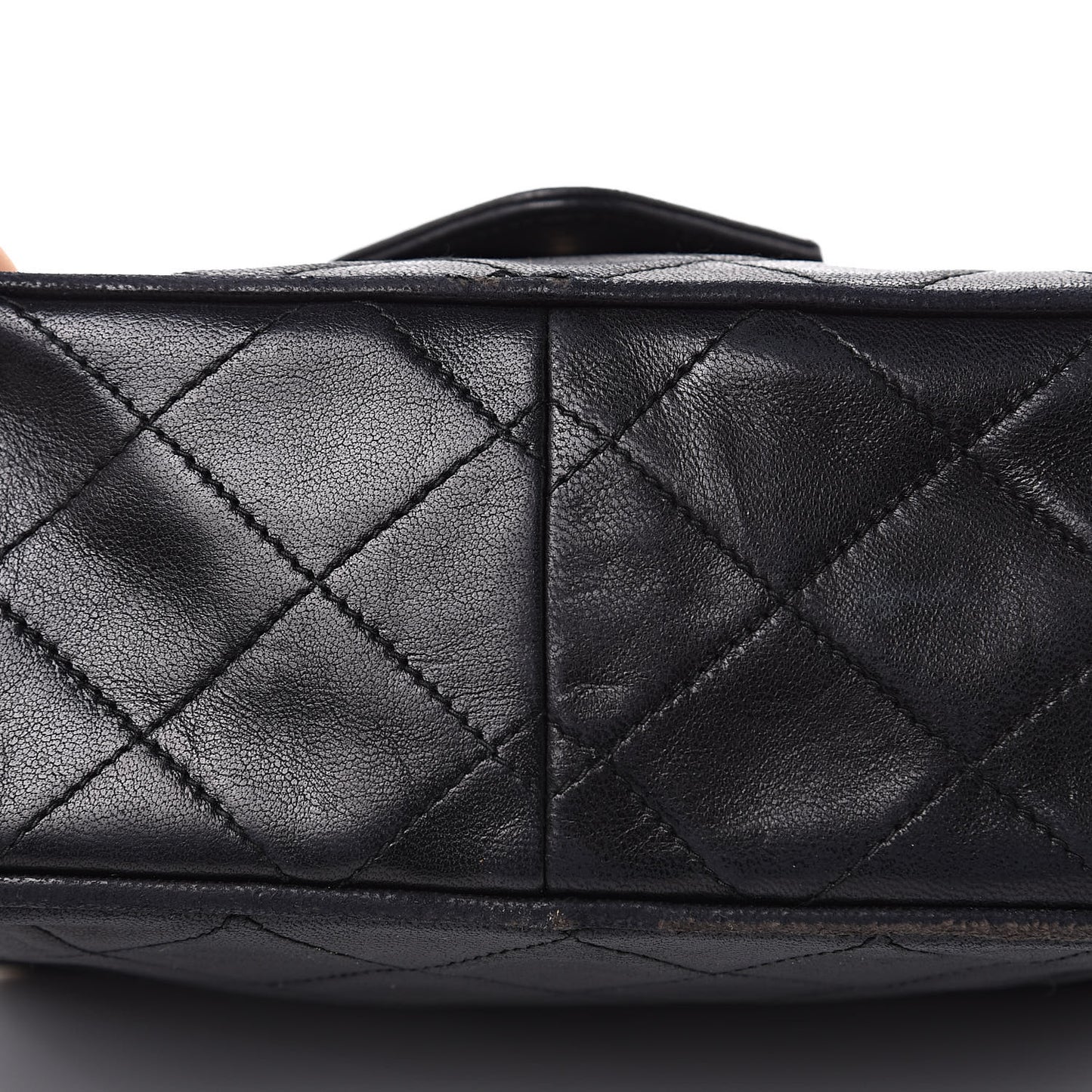 Lambskin Quilted Tassel Camera Case Black