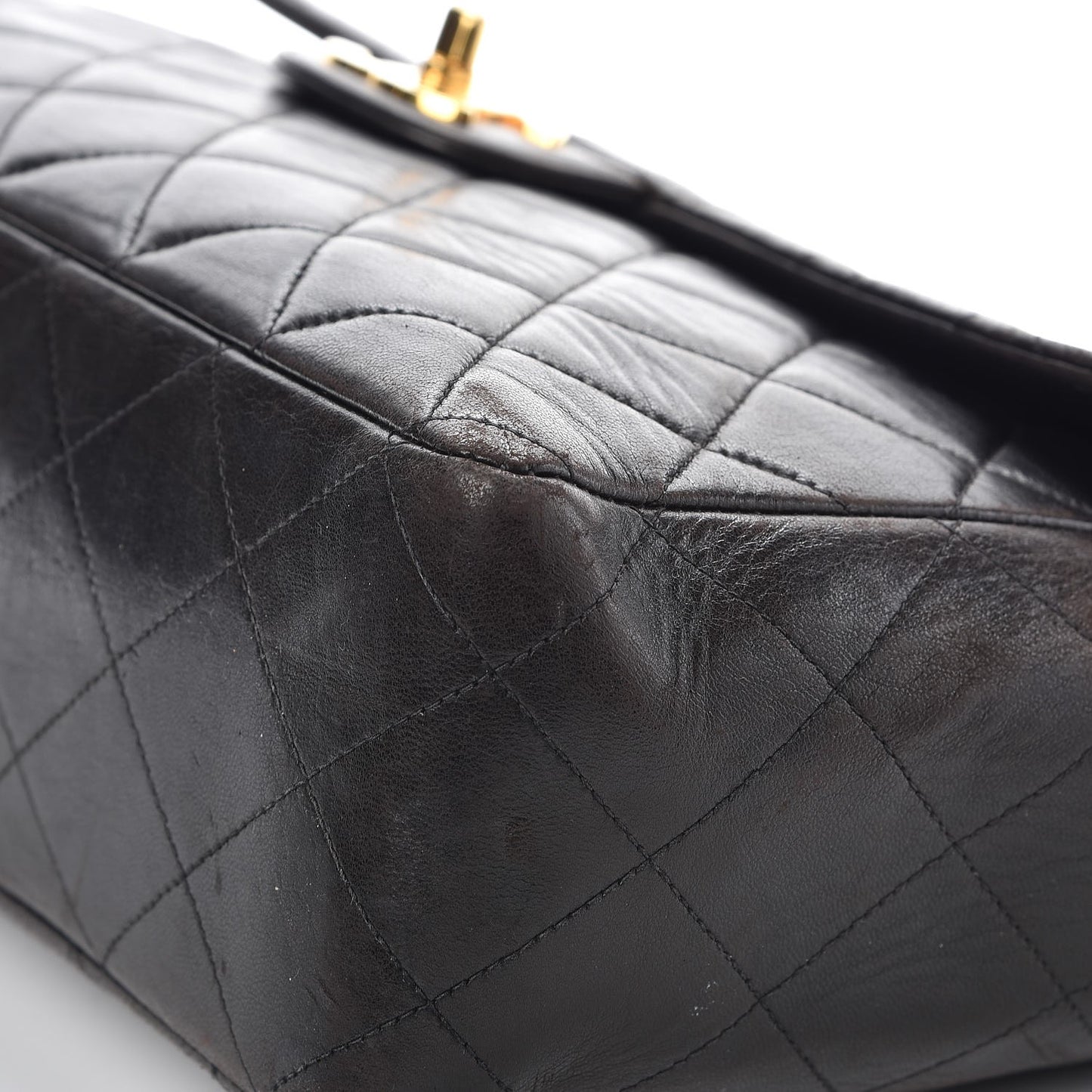 Lambskin Quilted Jumbo Single Flap Black