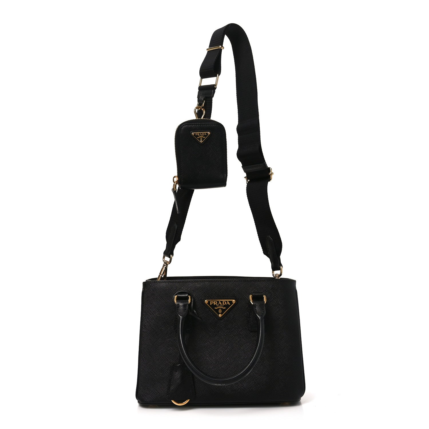 Prada Saffiano Lux Micro Galleria Shoulder Bag Black 1 of 9