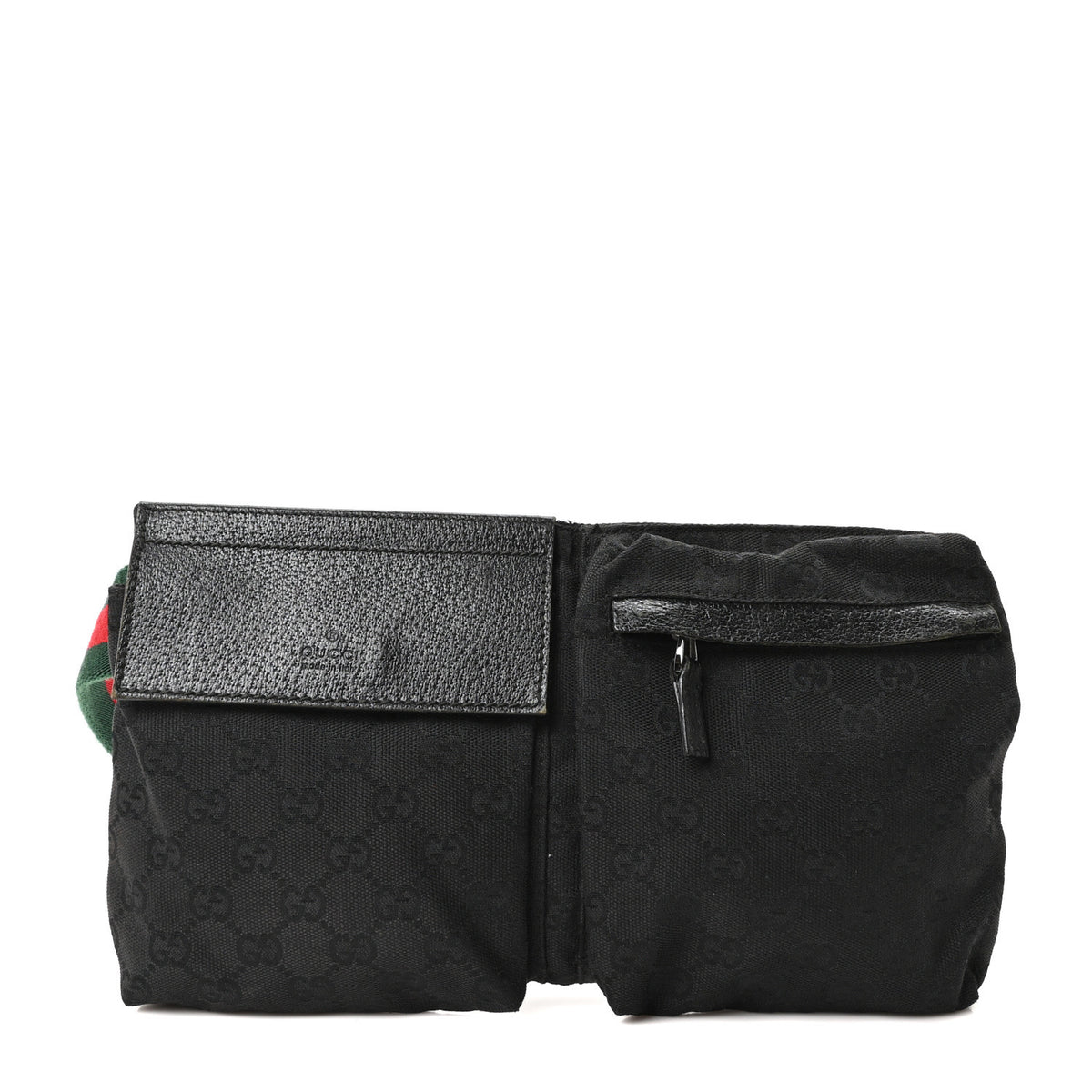 Gucci GG Monogram Web Double Pocket Belt Bag Black 1 of 10