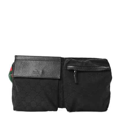 Gucci GG Monogram Web Double Pocket Belt Bag Black 1 of 10