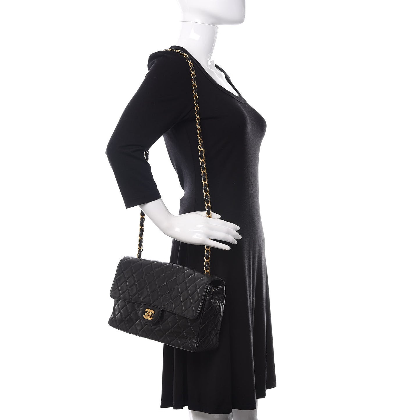 Lambskin Quilted Medium Single Flap Black