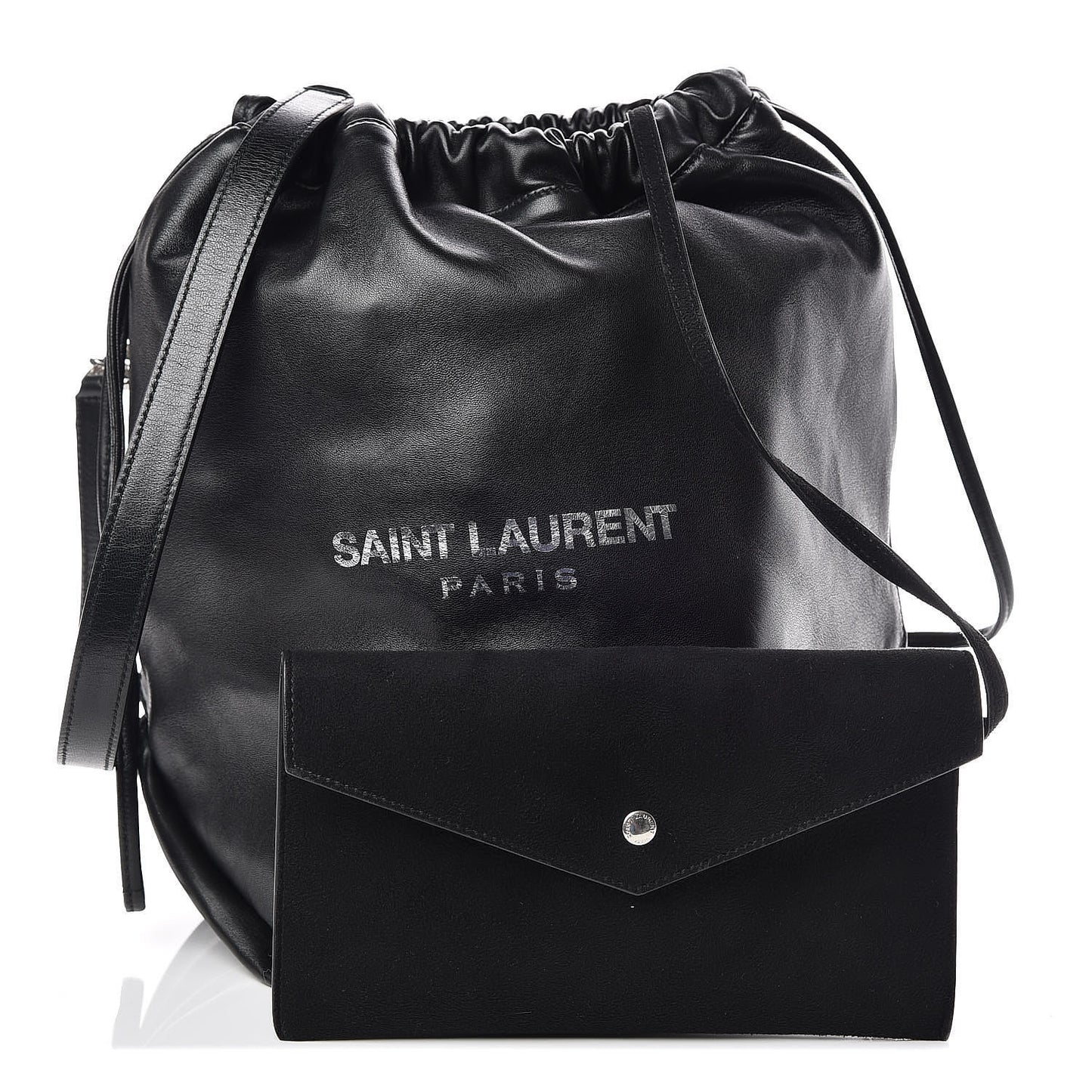 Lambskin Teddy Drawstring Bag Black