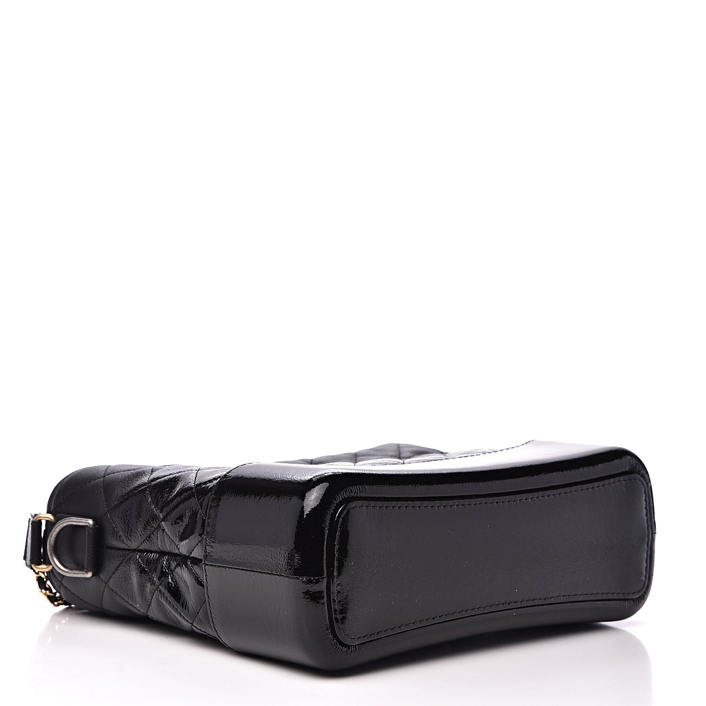 Patent Goatskin Quilted Medium Gabrielle Hobo Black