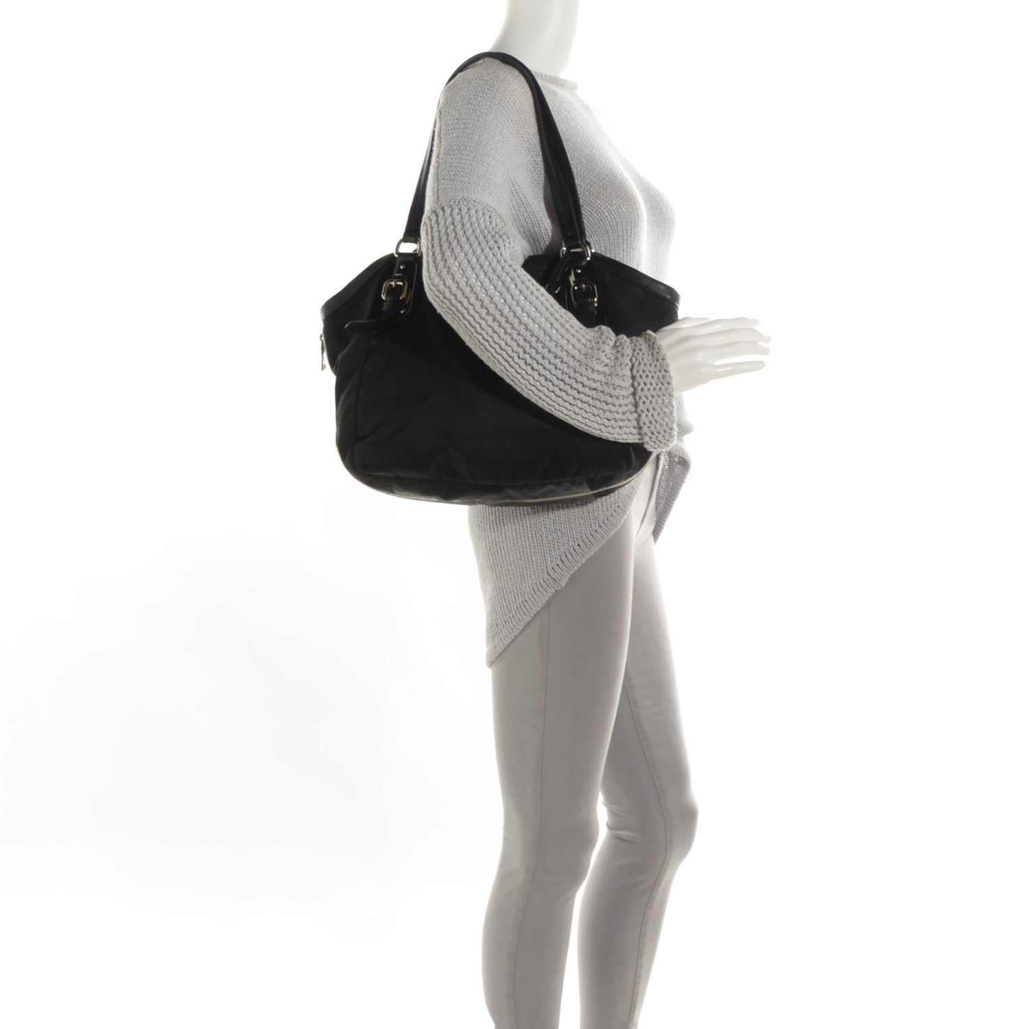 Prada Tessuto Nylon Nappa Shoulder Bag Nero Black 2 of 8