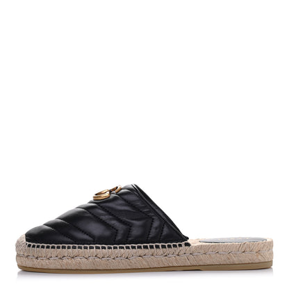 Gucci Nappa Matelasse GG Marmont Espadrille Slippers 37 Black 1 of 4