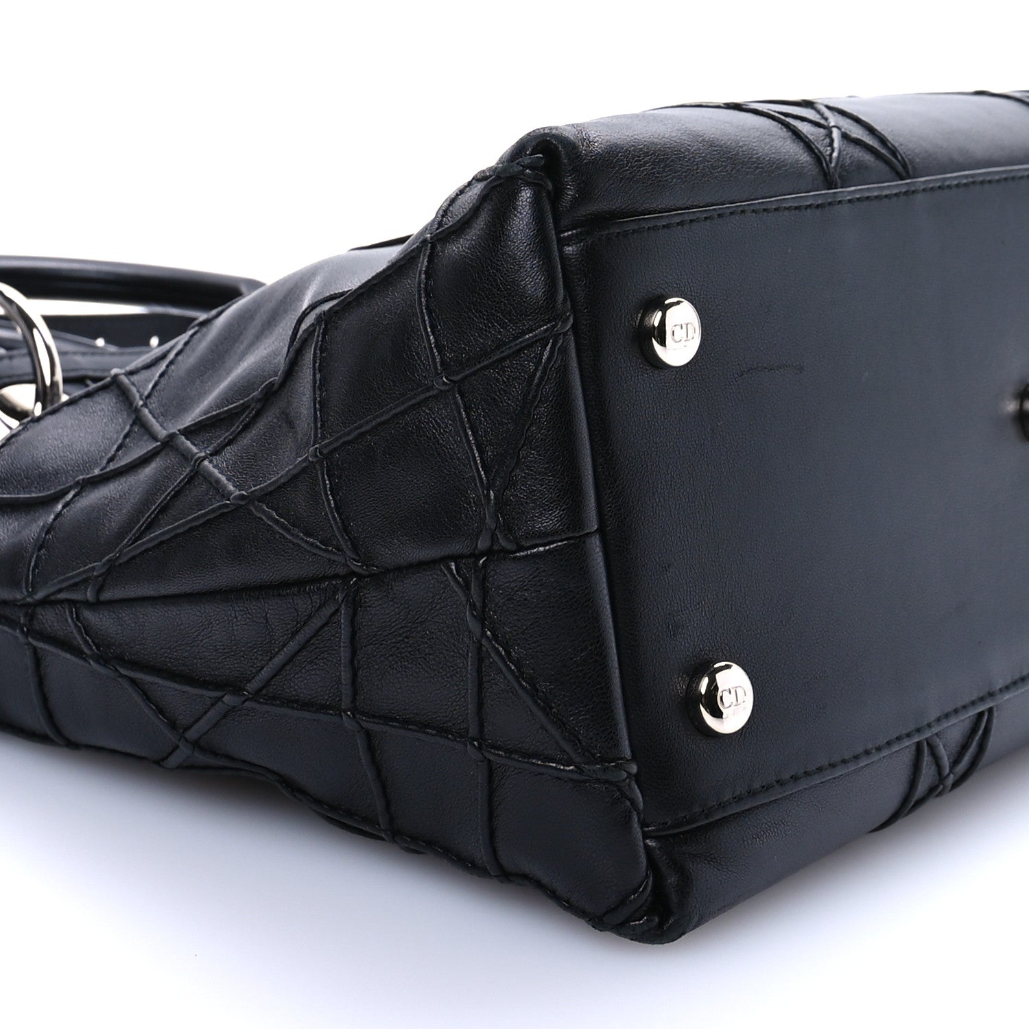 Christian Dior Lambskin Cannage Medium Granville Tote Black 9 of 10