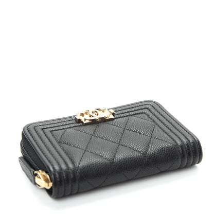 Chanel Caviar Quilted Boy Zip Around Coin Purse Wallet Black 4 of 8