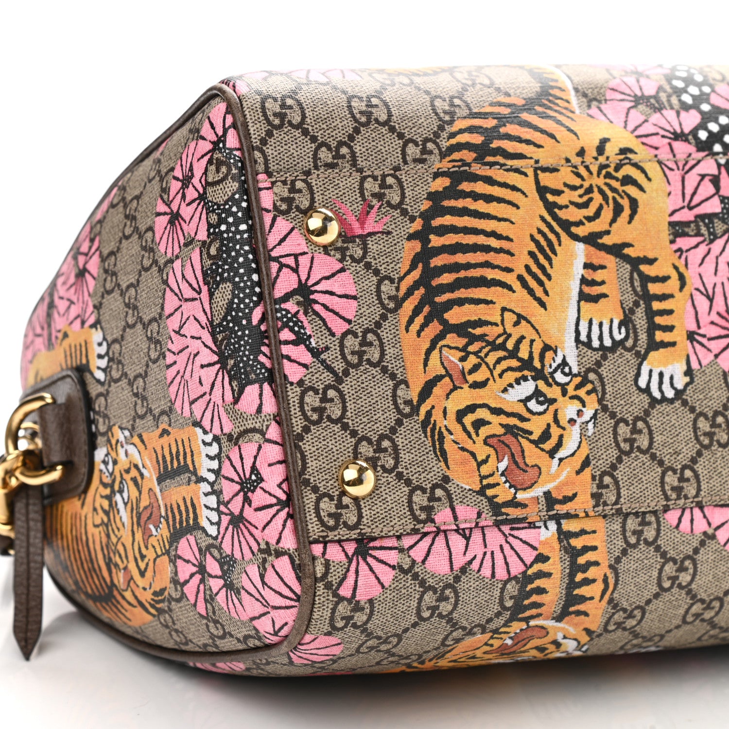 Gucci GG Supreme Monogram Bengal Medium Boston Beige PInk 9 of 13