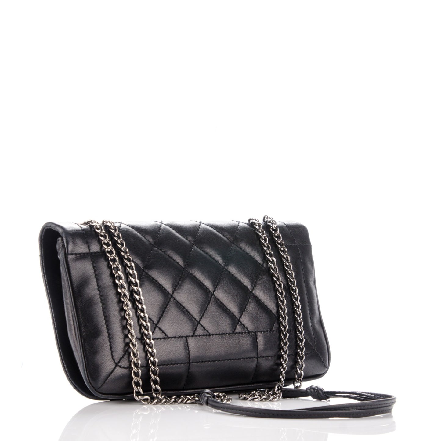 Lambskin Quilted Shoulder Flap Black