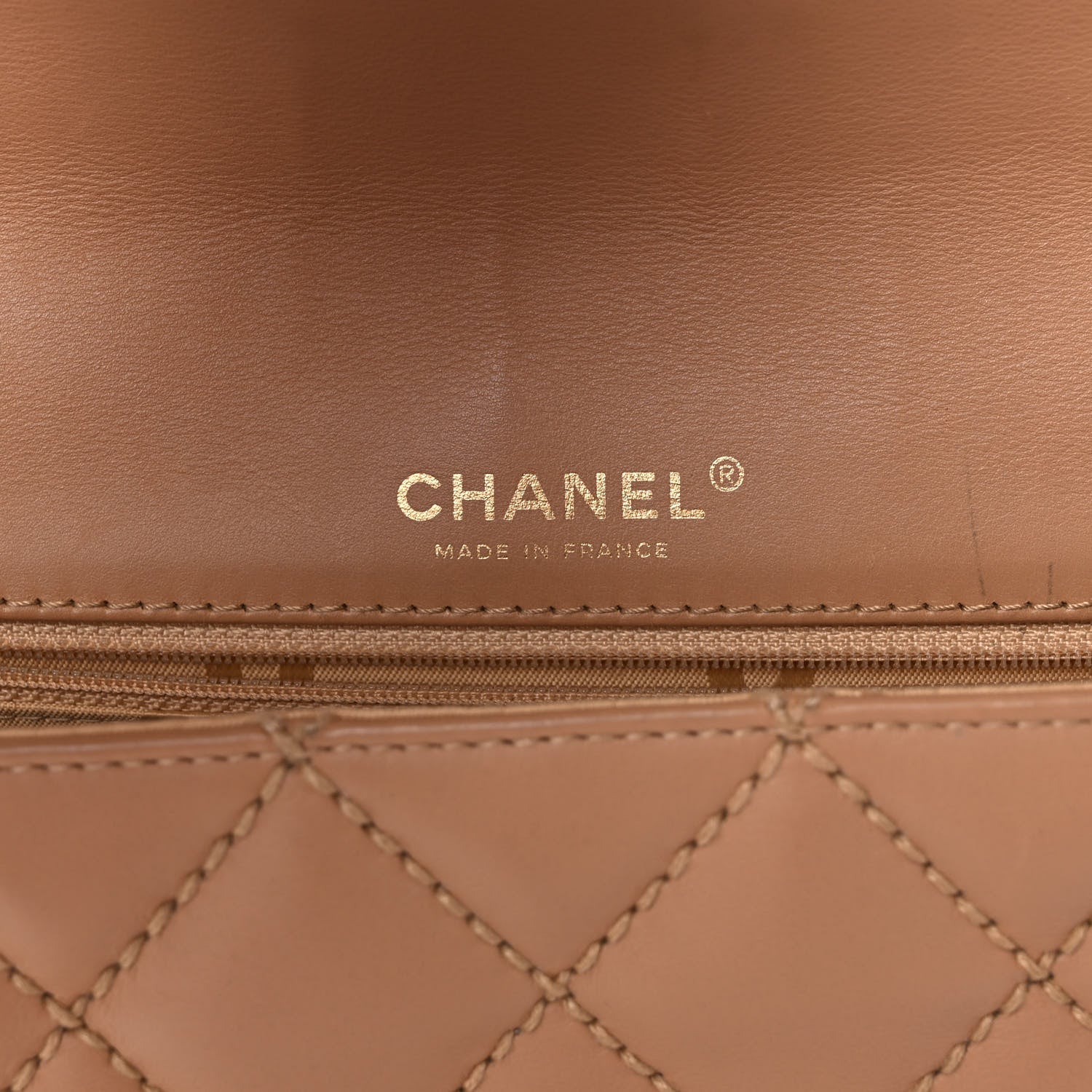 Chanel Calfskin Quilted Contrast Stitch Medium Flap Beige 5 of 9