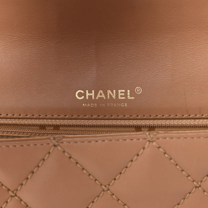 Chanel Calfskin Quilted Contrast Stitch Medium Flap Beige 5 of 9