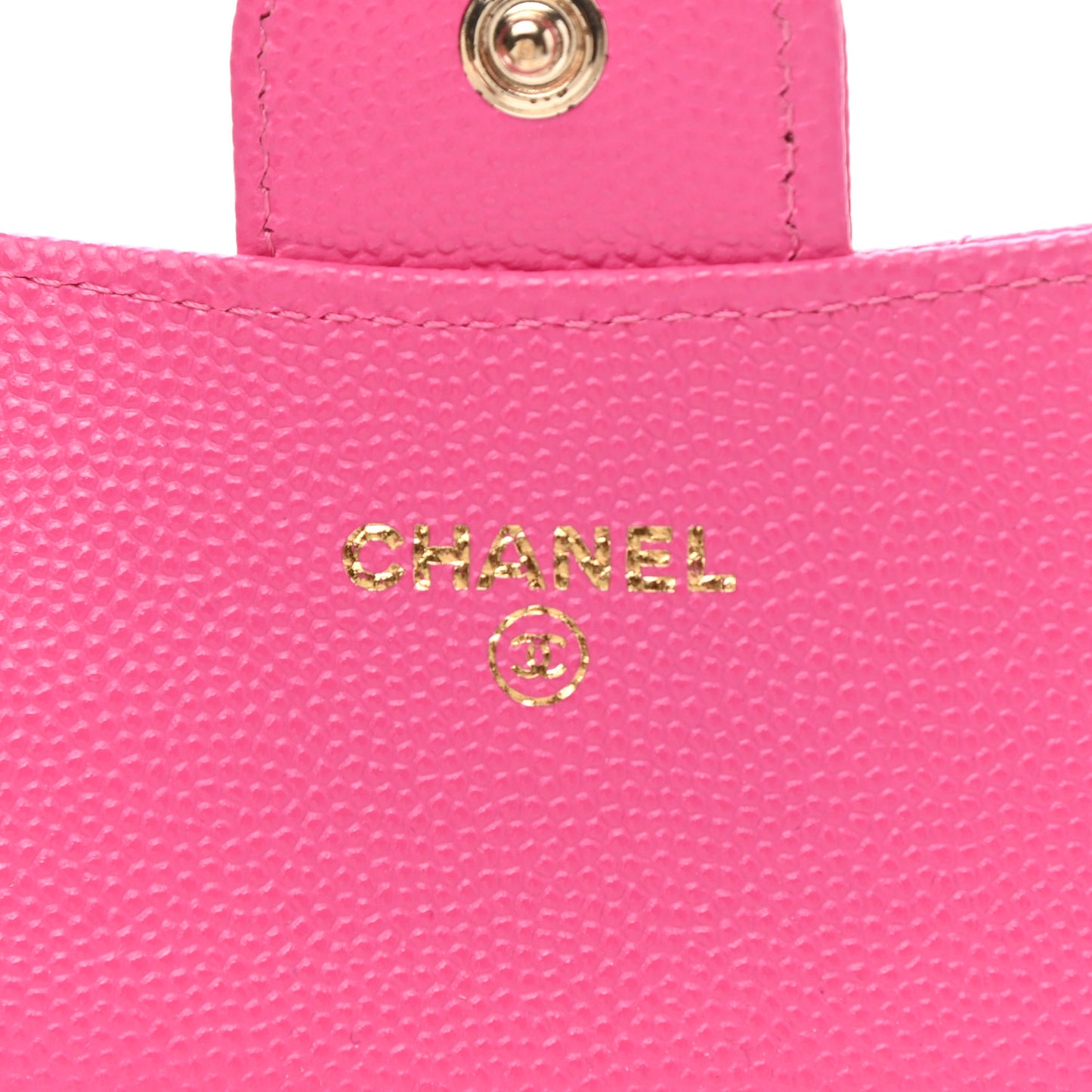 Caviar Quilted Flap Card Holder Wallet Dark Pink